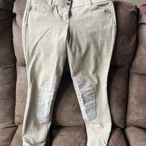Girls Beige Riding Pants with Knee Patches